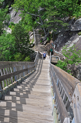 Lee Duquette ready to climb up the stairs.