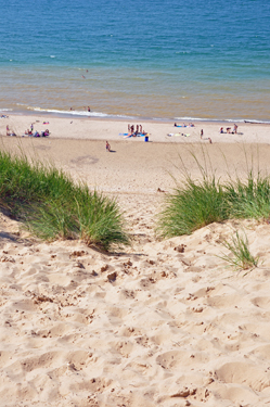 Looking down from the summit of Mount Baldy to Lake Michigan