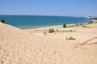 Distant view of the Michigan City Lighthouse
