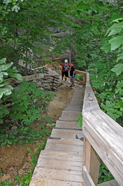 The steps that go down behind the Natural Arch