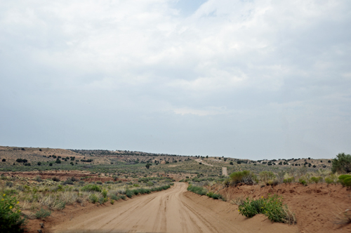the twisty, curvy road can be seen for miles away.