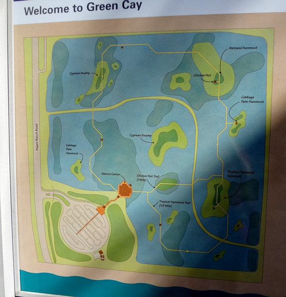 Welcome to Green Cay sign and map