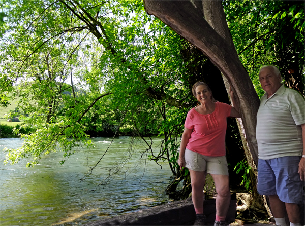 The two RV Gypsies enjoy a leisurely stroll around the Watauga River.