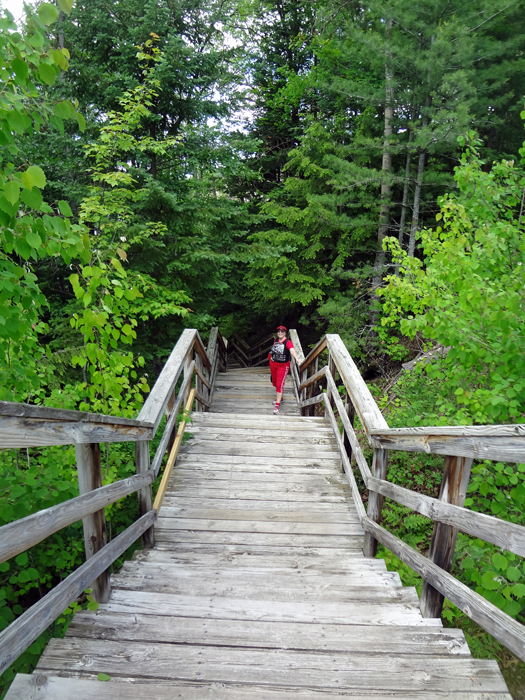 Karen Duquette on the stairway