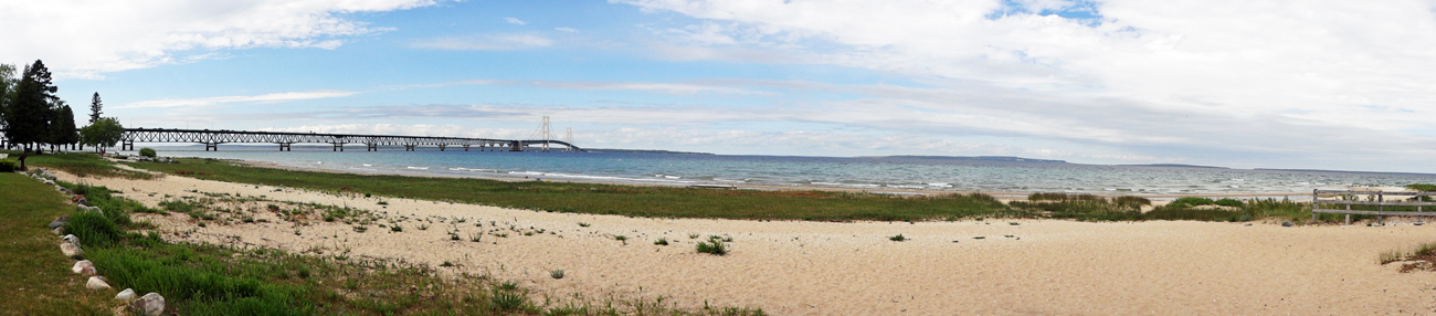 panorama of the Mackinac Bridge