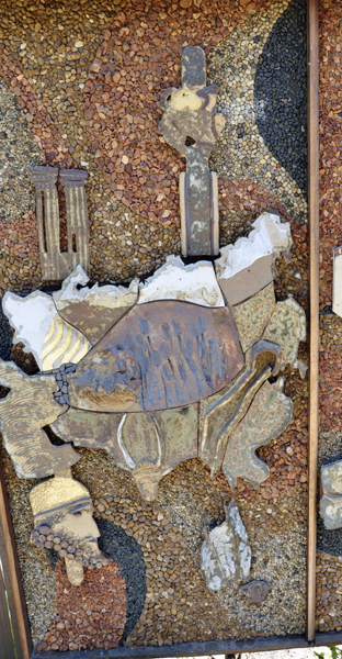 carvings outside the Legs Inn