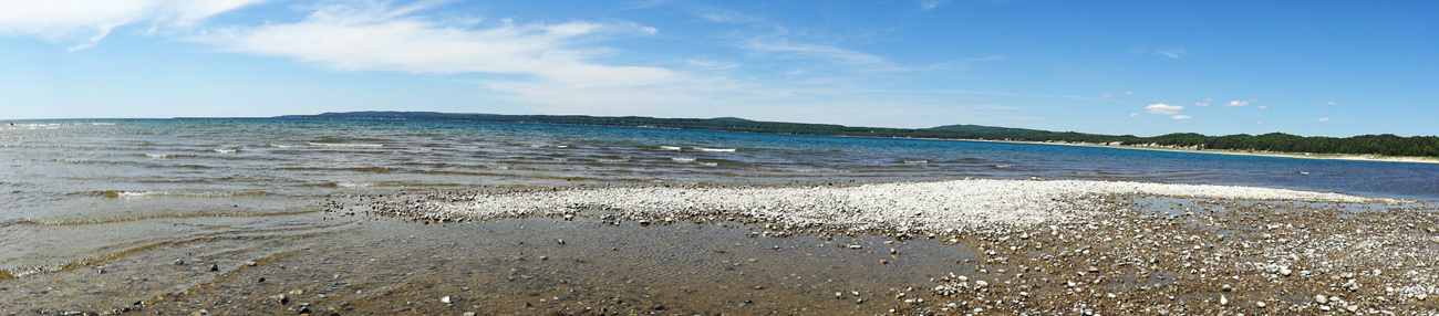 Karen Duquette on the beach at Traverse Bay