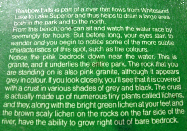 sign about Rainbow Falls