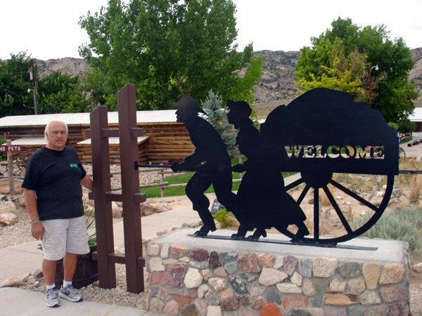 Lee Duquette at the entrance to Mormon Handcart Historic Site