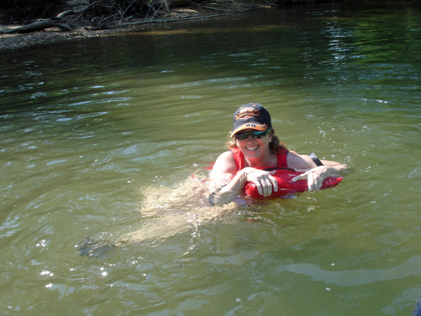 Karen Duquette floating down the Meramac River