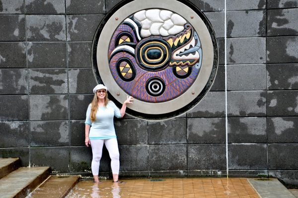 Karen enjoys walking in the water?at Ross Landing.