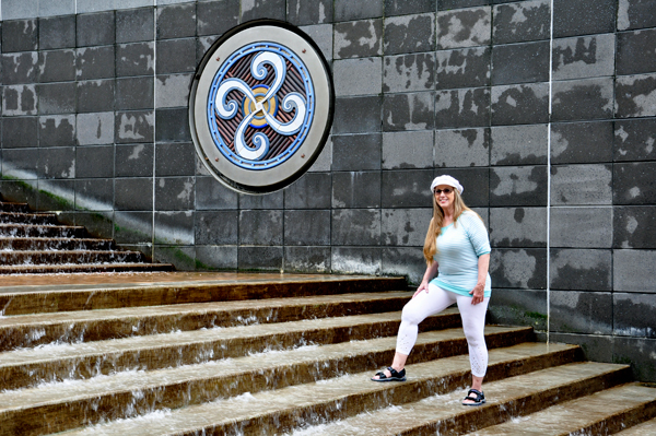 Karen on the watery steps