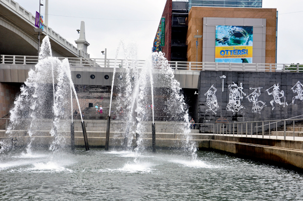 water fountain at Ross Landing