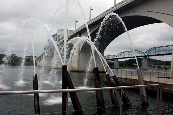 water fountain at Ross Landing