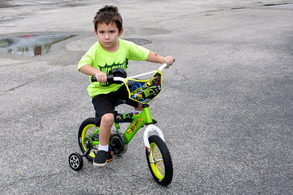 the great-grandson of the two RV Gypsies on his bicycylce