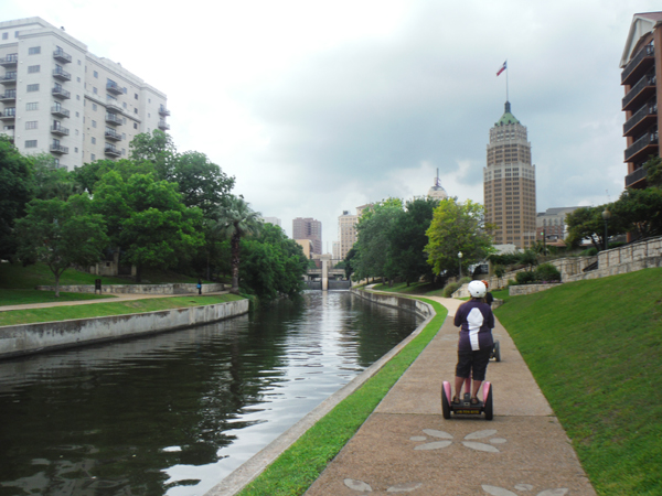 riding Segways by the riverwalk