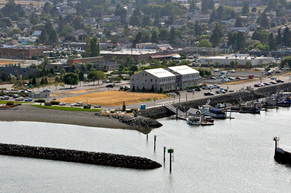 View of the downtown and marina of Anacortes, from the east.