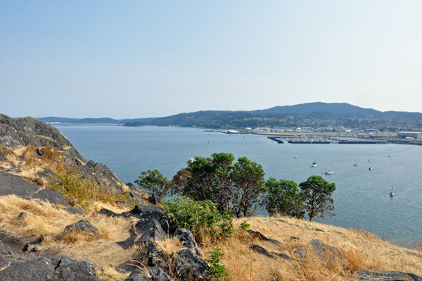 View of the downtown and marina of Anacortes, from the east.