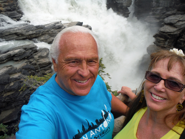 The two RV Gypsies at Athabasca Falls in 2015