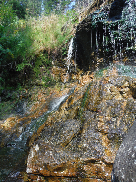 hot water pouring down the cliff side
