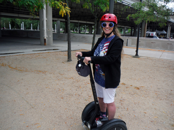 Karen Duquette on a Segway