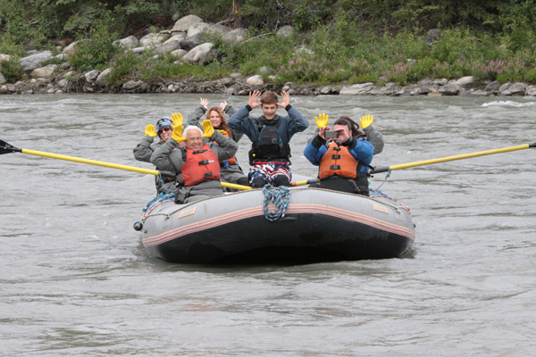 the two RV Gypsies and family whitewater rafting