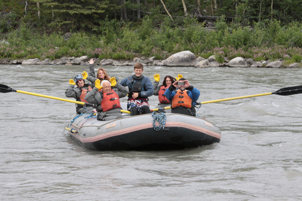 the two RV Gypsies and family whitewater rafting