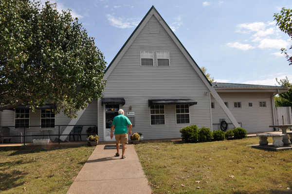 Lee Duquette entering Shady Acres Campground office