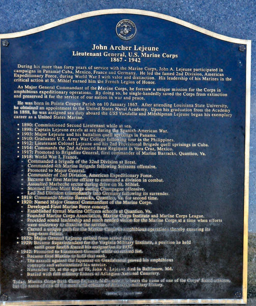 John Archer Lejeune monument