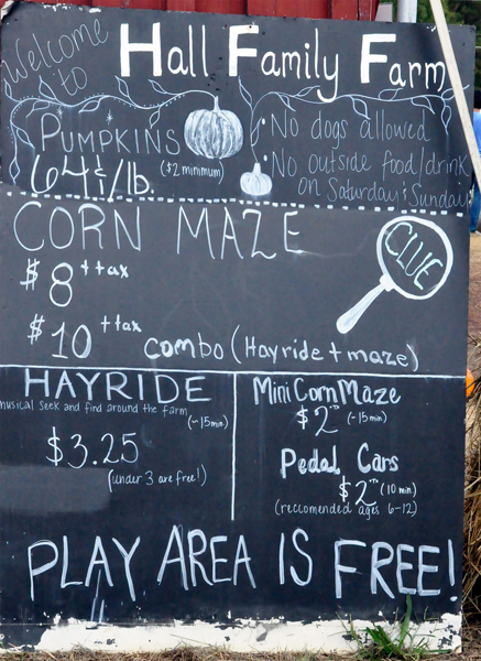 Hall Family Farm entry sign