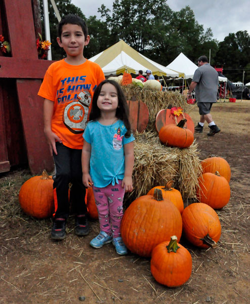 the great-grandchildren of the two RV Gypsies with pumpkins