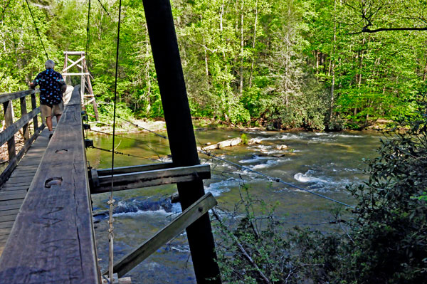 Lee Duquette on the Swinging Bridge