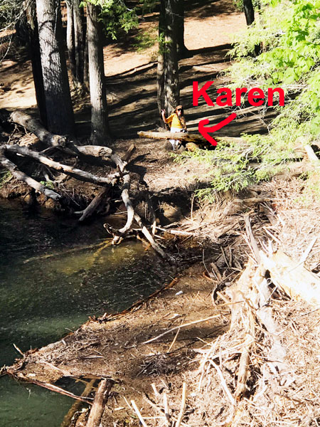 Karen down below the bridge