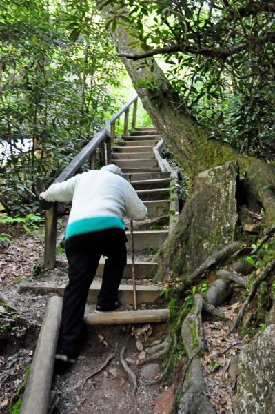 lee Duquette on the stairs
