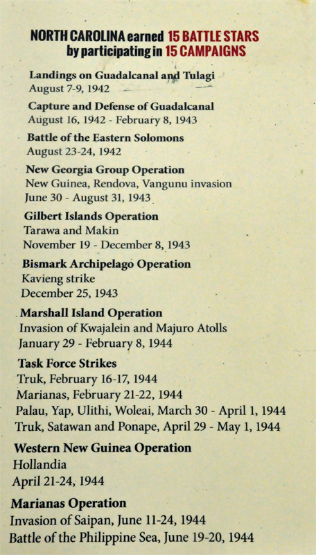 Signs about the U.S.S. North Carolina