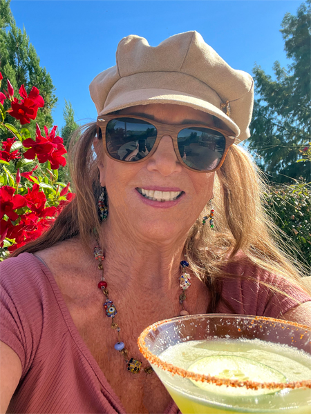 Karen Duquette enjoying her margarita