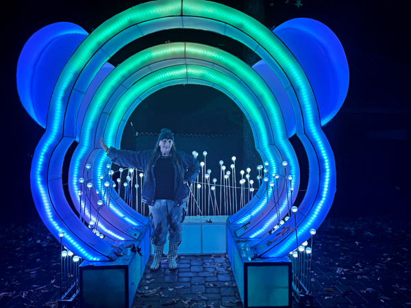 Karen Duquette in the Panda Head Photo spot