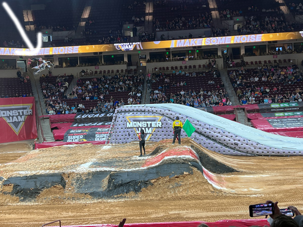 biker in the air at Monster Jam