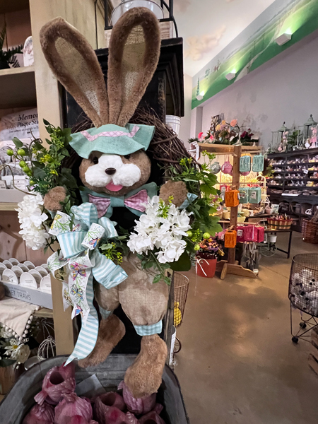 A big wreath with a rabbit on its