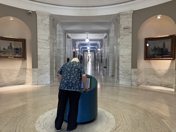 Lee Duquette inside The West Virginia Capitol Building