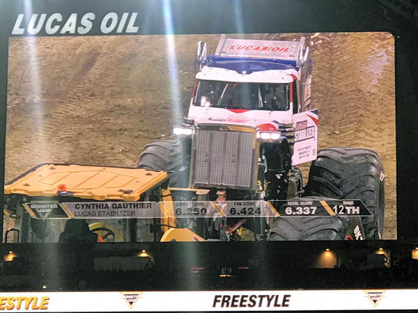 Cynthia Gauthier, driver of Lucas Stabilizer Monster Truck 