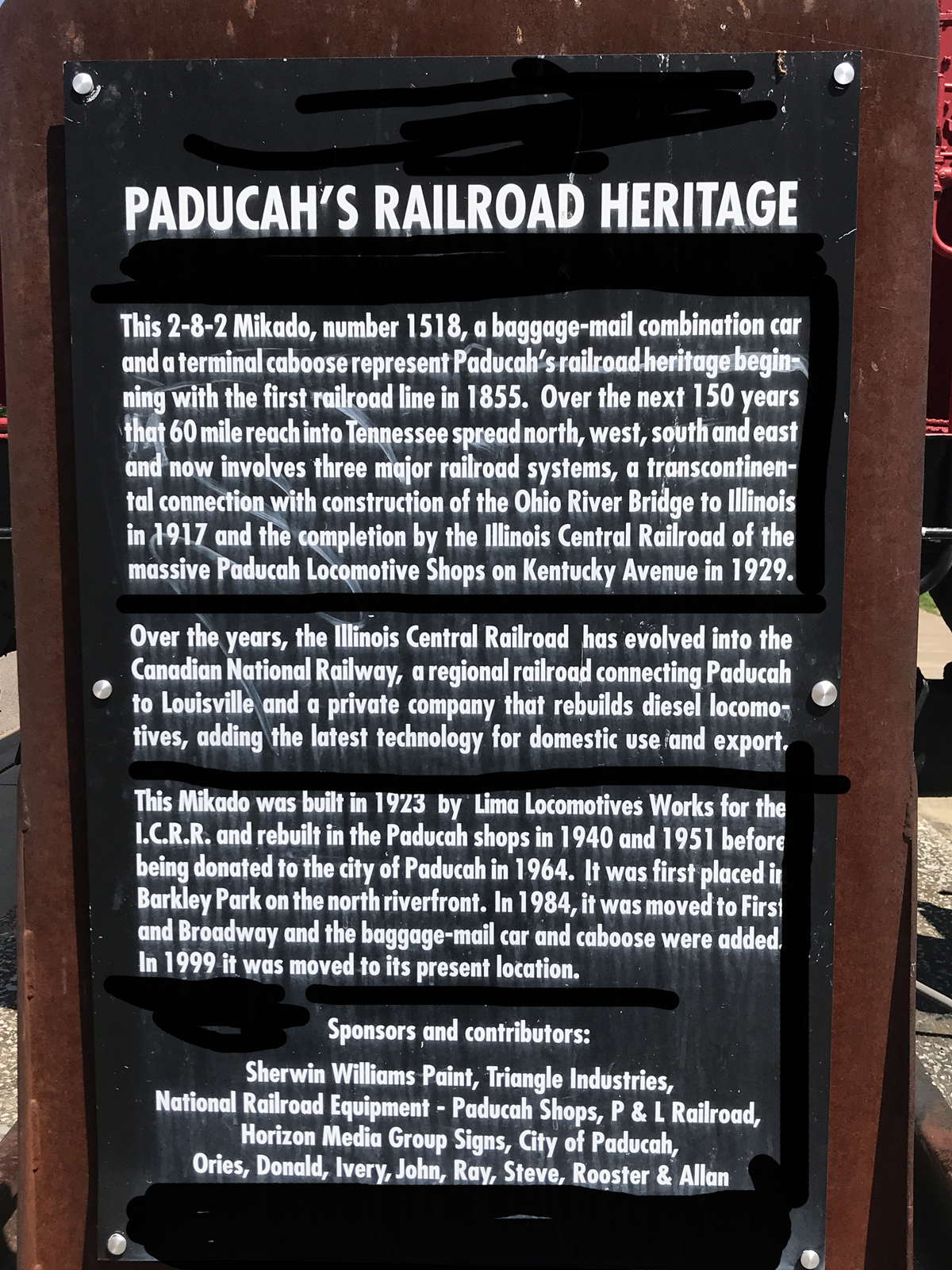 Paducah's Railroad Heritage sign