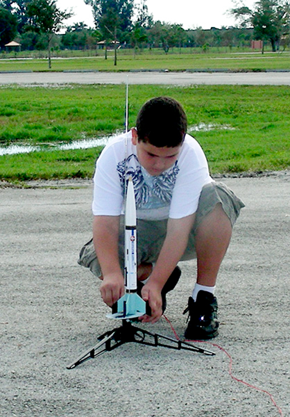 Alex adjusting the rocket