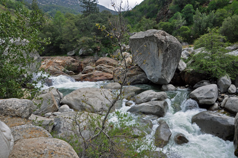 boulders at bottom of the waterfall