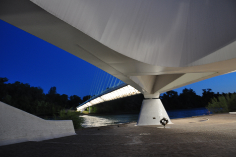 under the Sundial Bridge by the sculpture