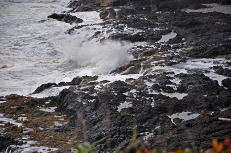 water spraying at Devils Churn